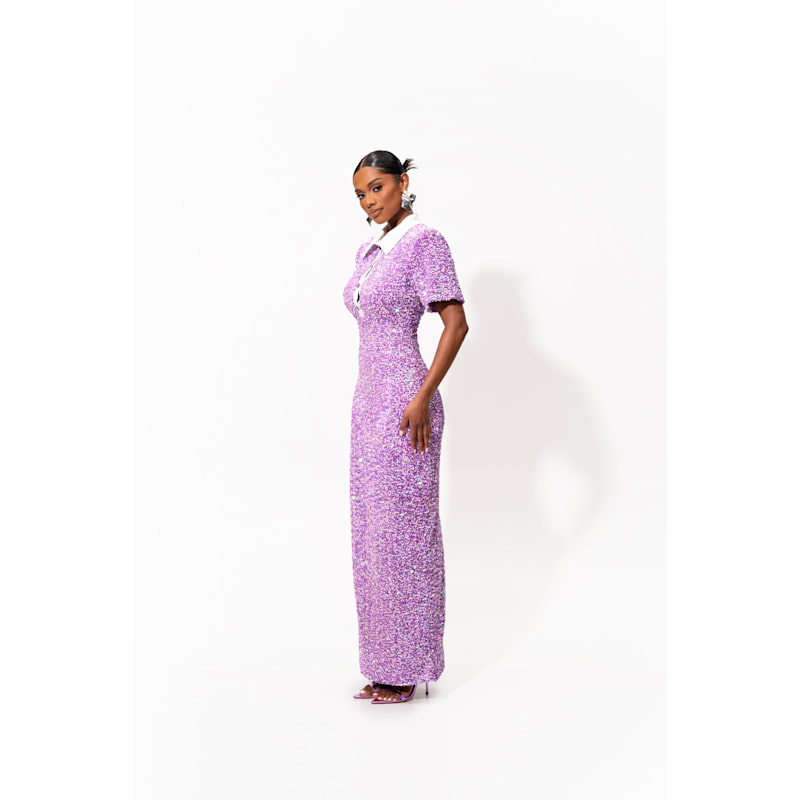 chinese dress ladies Purple Sequin Maxi Dress