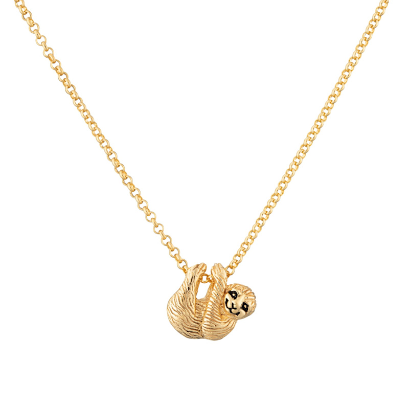Gold Plated Sloth Charm Necklace Lily Charmed Wolf Badger