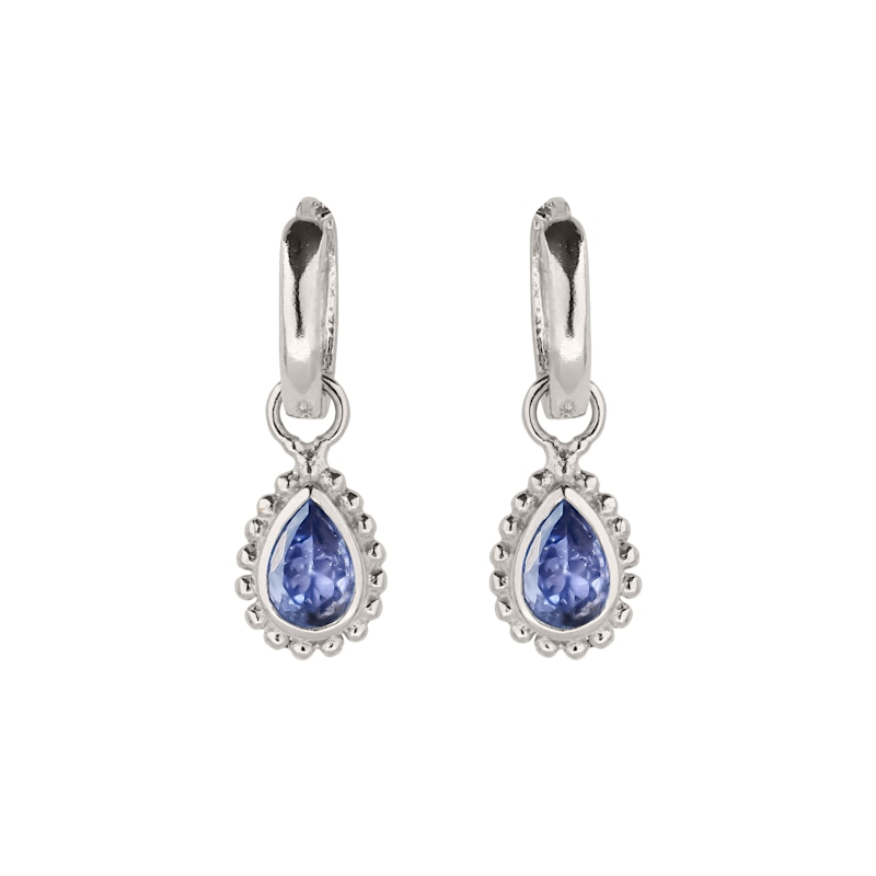 Thumbnail of December Birthstone Sterling Silver Huggie Hoops - Tanzanite image