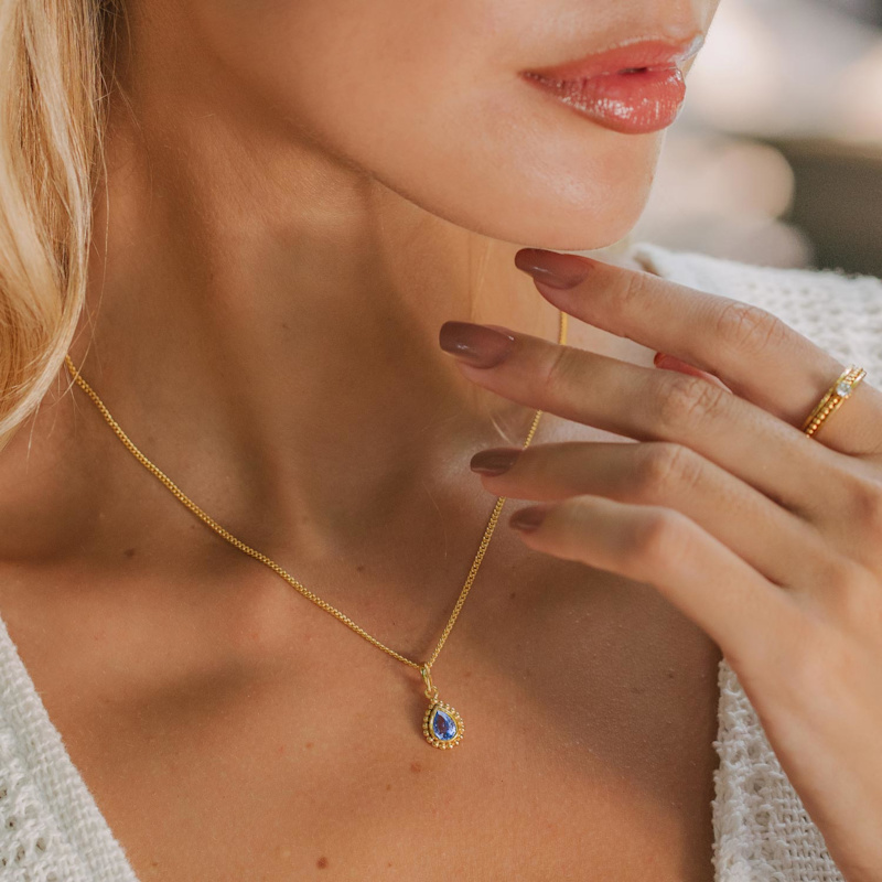 Thumbnail of December Birthstone Gold Necklace - Tanzanite image