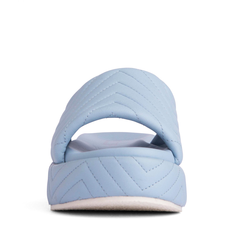 Thumbnail of Deedee Baby Blue Comfortable Slide Espadrille Pool Beach Party Footbed Platform Leather Sandal image