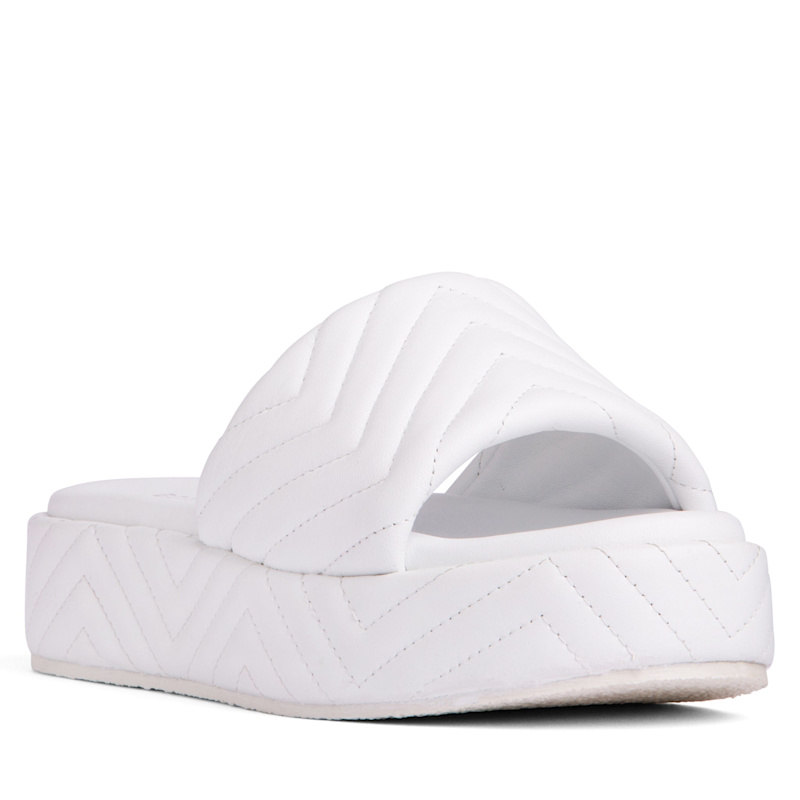 Thumbnail of Deedee White Platform Sandal & Wedge Wedding Work Pool Beach Slide Espadrille Leather Sandal image