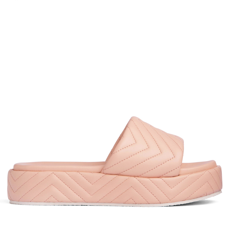 Thumbnail of Deedee Baby Pink Comfortable Wedge Platform Sandal For Work & Beach Or Pool Leather Slide image