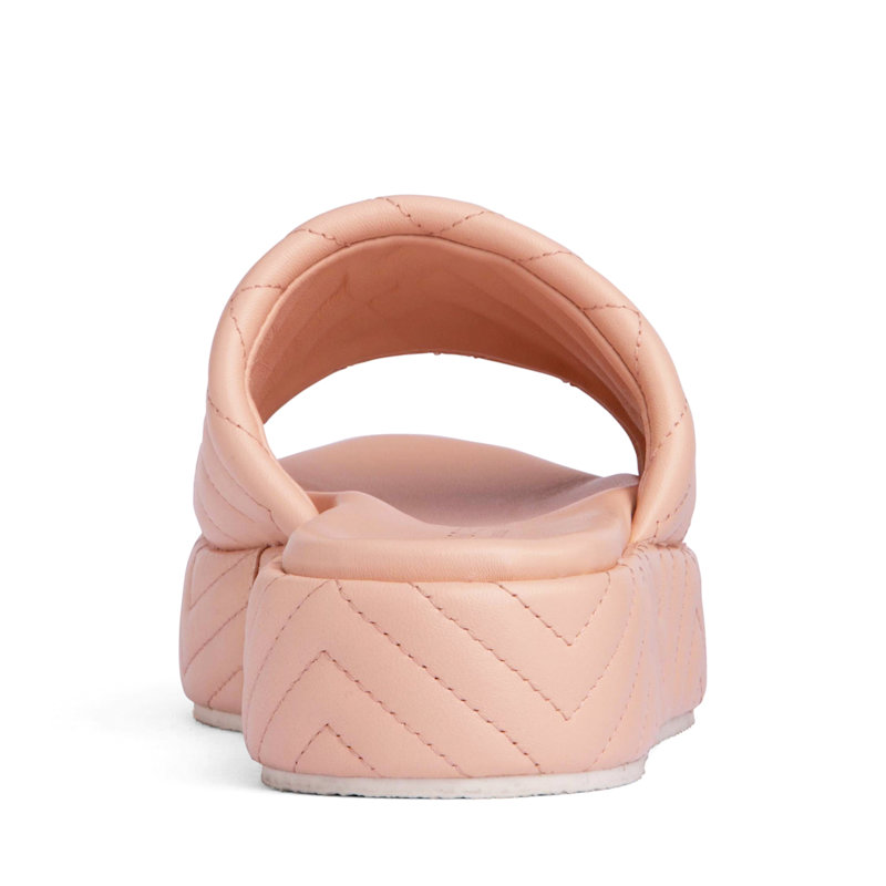 Thumbnail of Deedee Baby Pink Comfortable Wedge Platform Sandal For Work & Beach Or Pool Leather Slide image