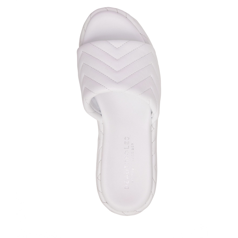 Thumbnail of Deedee White Platform Sandal & Wedge Wedding Work Pool Beach Slide Espadrille Leather Sandal image