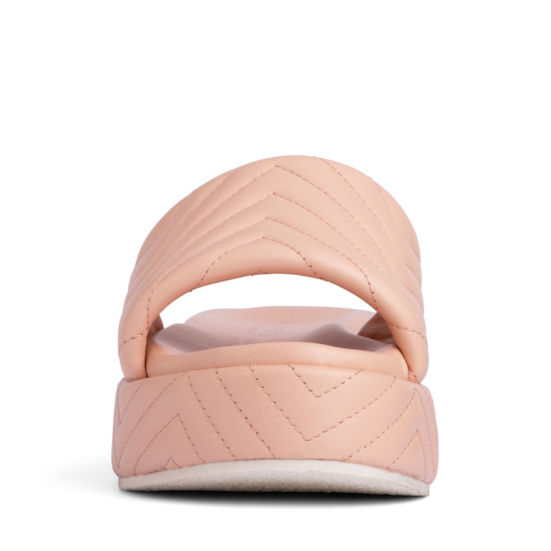 Thumbnail of Deedee Baby Pink Comfortable Wedge Platform Sandal For Work & Beach Or Pool Leather Slide image