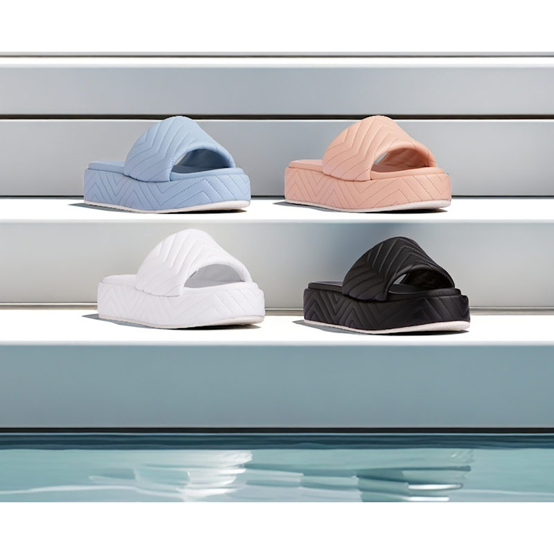 Thumbnail of Deedee White Platform Sandal & Wedge Wedding Work Pool Beach Slide Espadrille Leather Sandal image