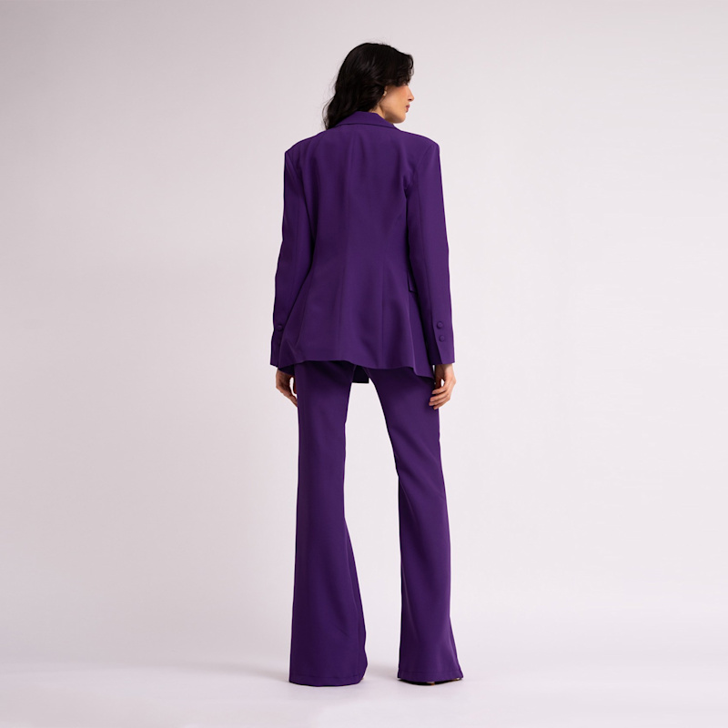 Deep Purple Suit With Slim Fit Blazer And Flared Trousers | BLUZAT | Wolf &  Badger