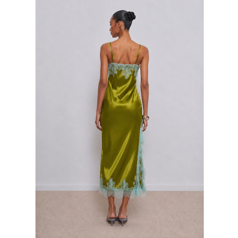 Thumbnail of Delia Satin Lace Trim Slip Dress image