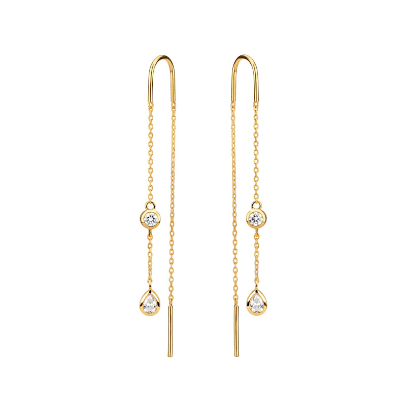 Thumbnail of Delicate Gold Diamond Threader Earrings image