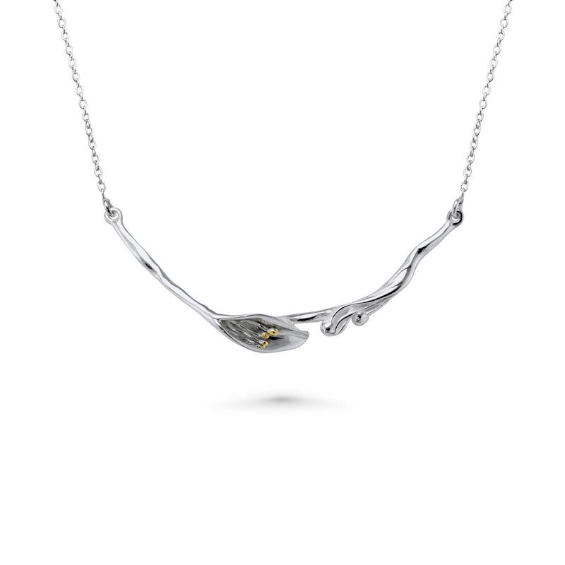 Thumbnail of Delicate Single Lily Sterling Silver Necklace image