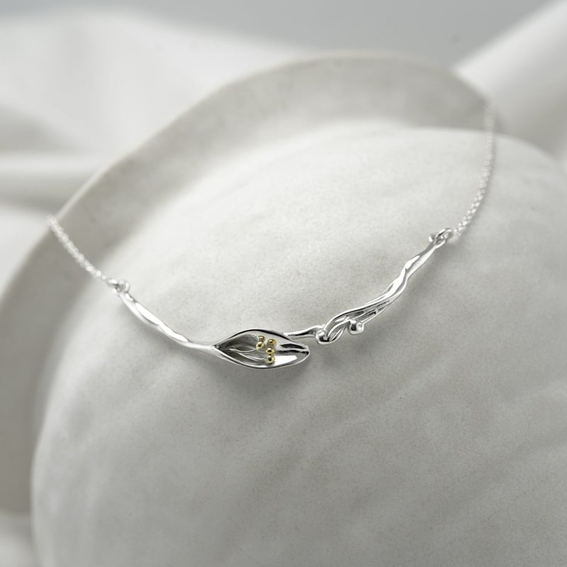 Thumbnail of Delicate Single Lily Sterling Silver Necklace image