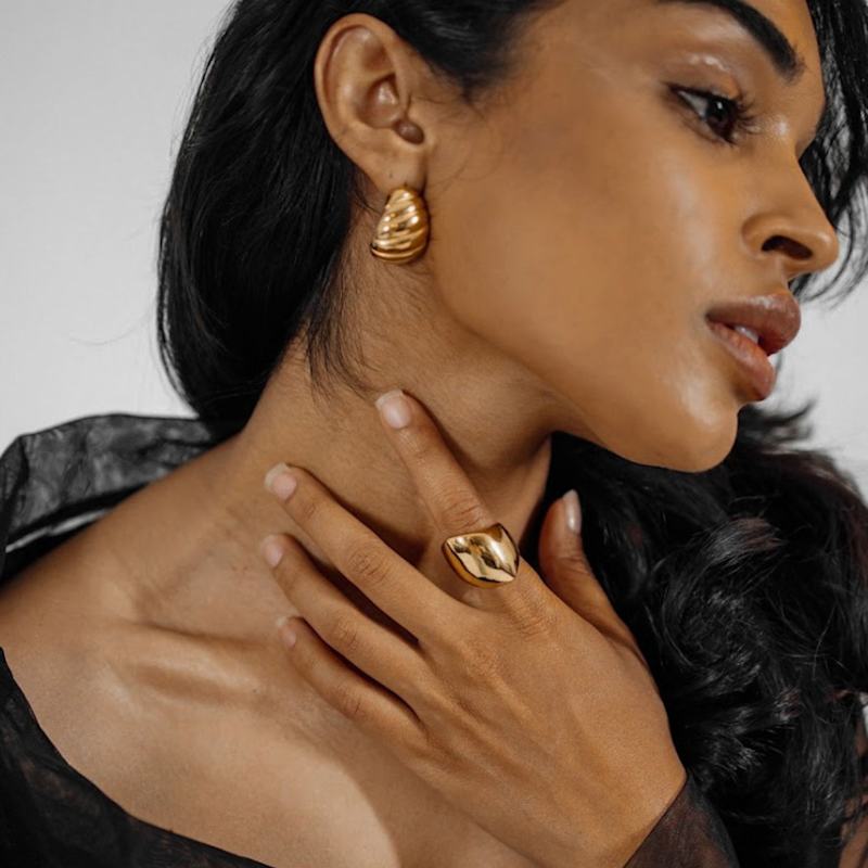 Thumbnail of Demi Croissant Dome Statement Earrings image