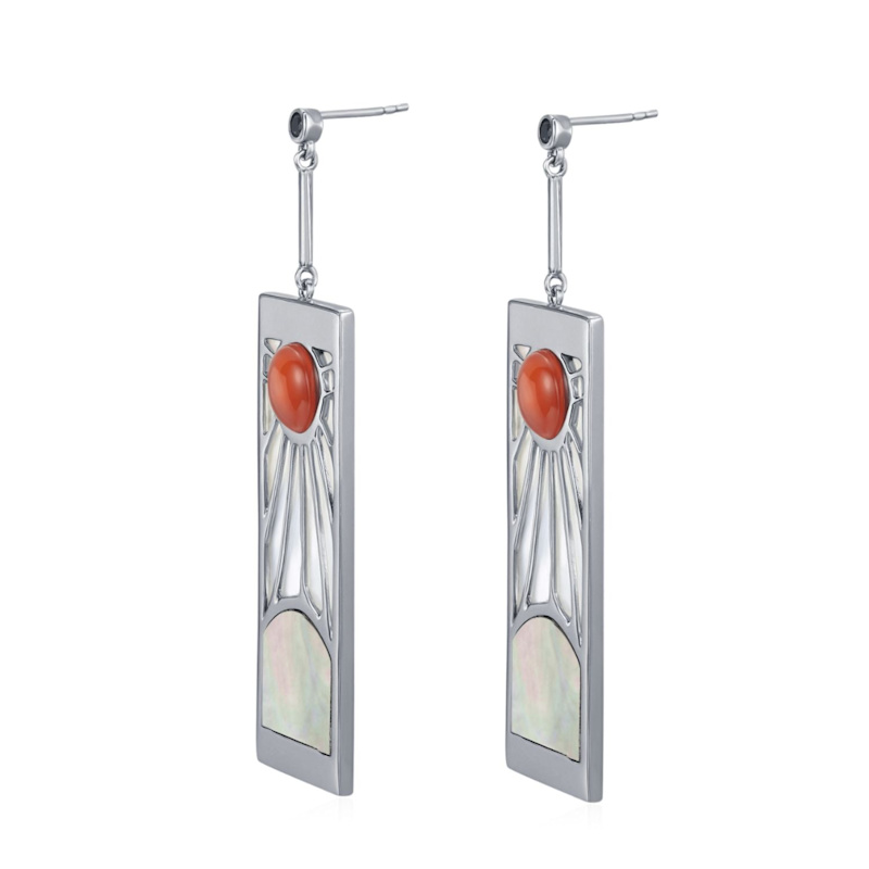 Thumbnail of Demon Slayer Hanafuda Earrings White Gold Vermeil image