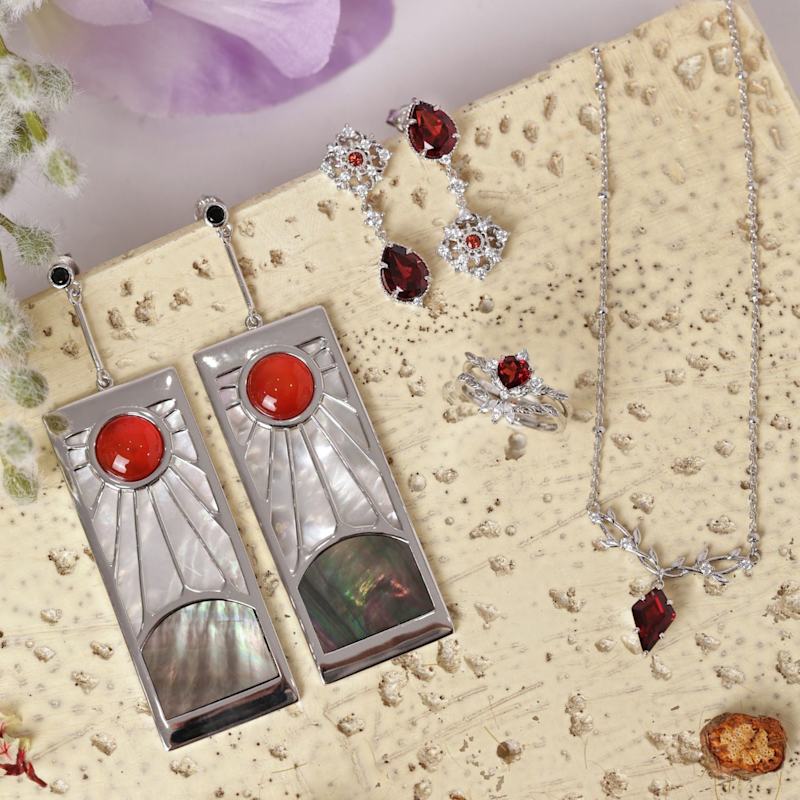 Thumbnail of Demon Slayer Hanafuda Earrings White Gold Vermeil image