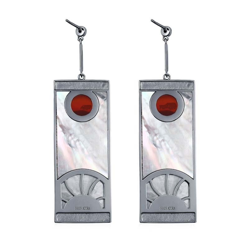 Thumbnail of Demon Slayer Hanafuda Earrings Black Gold Vermeil image