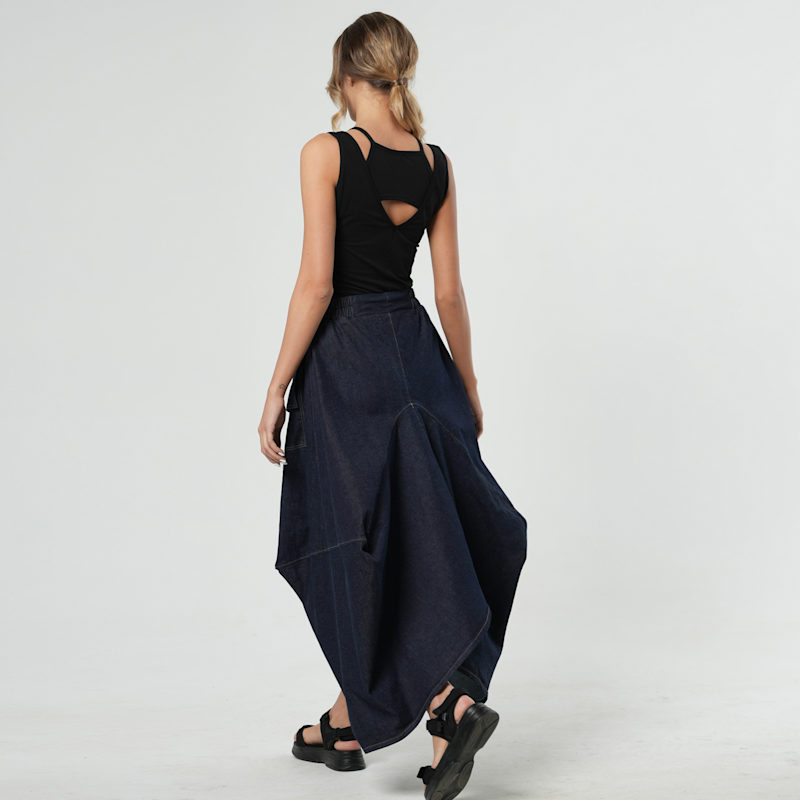 Thumbnail of Denim Asymmetrical Skirt In Dark Blue image