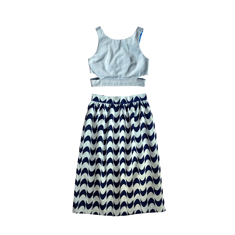 Thumbnail of Washed Blue Side Cut-Outs Denim Top image