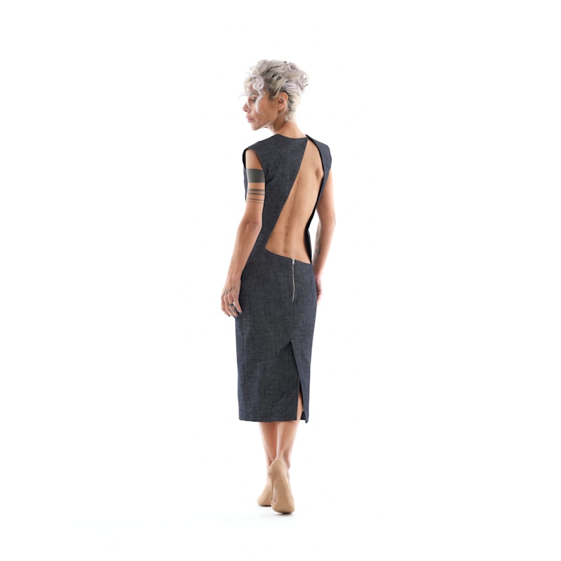 Clothes by Locker Room Denim Cutout Midi Dress - Blue