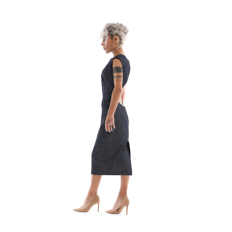 Thumbnail of Denim Cutout Midi Dress image