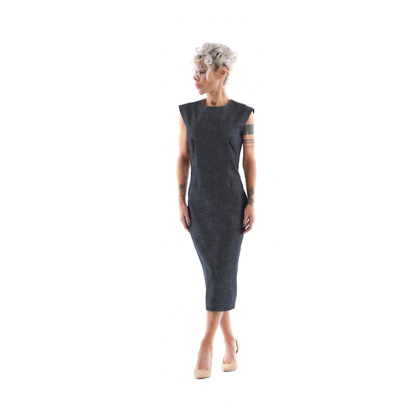 Thumbnail of Denim Cutout Midi Dress image