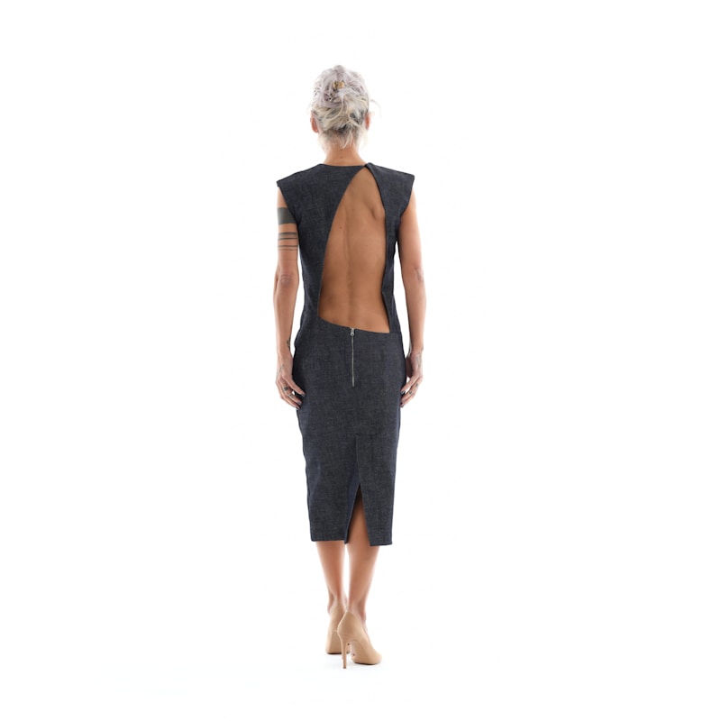 Thumbnail of Denim Cutout Midi Dress image