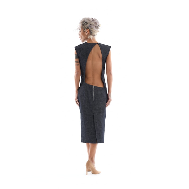 Thumbnail of Denim Cutout Midi Dress image