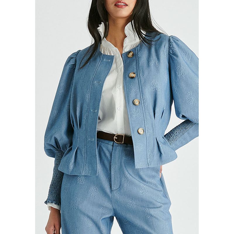 Thumbnail of Denim Effect Jacket In Embossed Print Light Denim Blue image