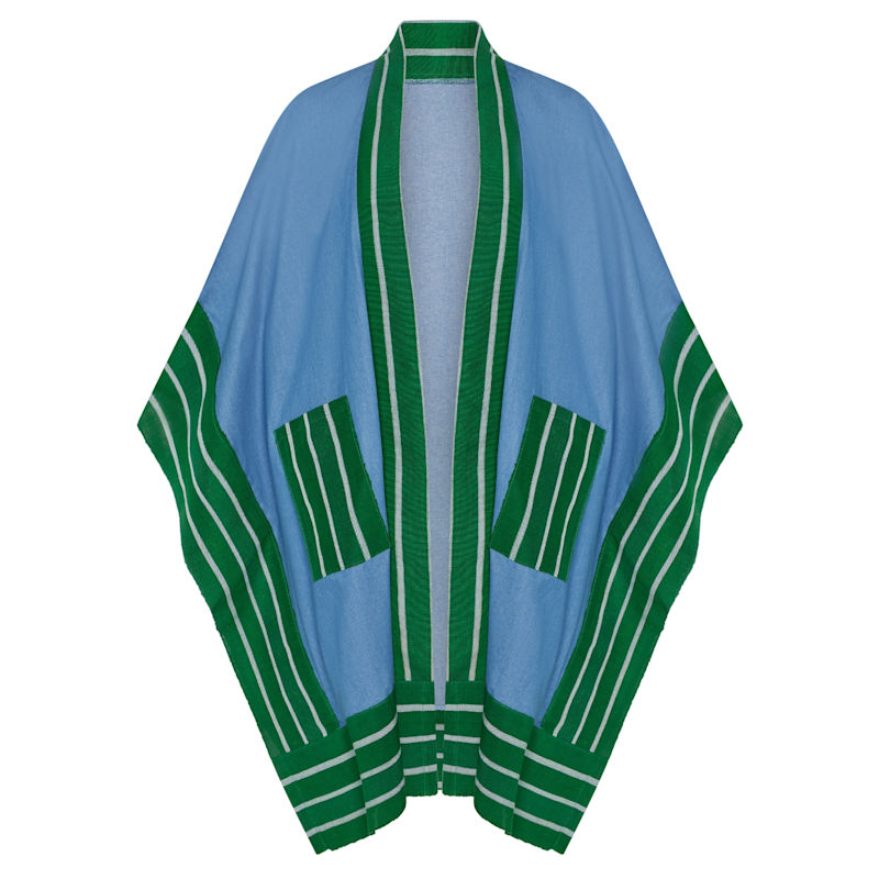 Denim Kimono Aso-Oke - Green & White | Tote London | Wolf & Badger