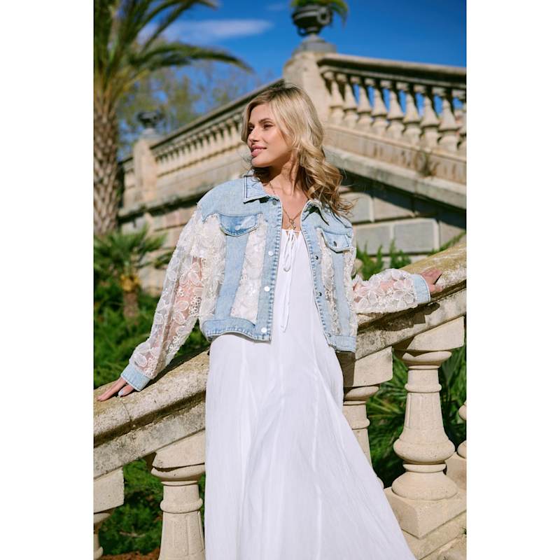 Denim Lace Jacket | Saachi | Wolf & Badger