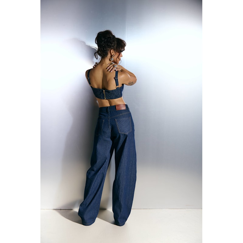 Thumbnail of Denim Pinstripe Ira Pants image