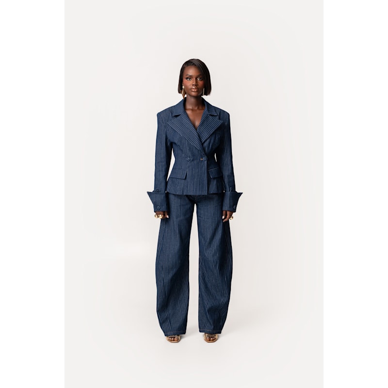 Thumbnail of Denim Pinstripe Kaia Blazer image