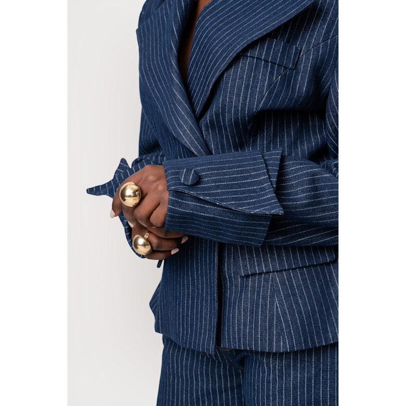 Thumbnail of Denim Pinstripe Kaia Blazer image
