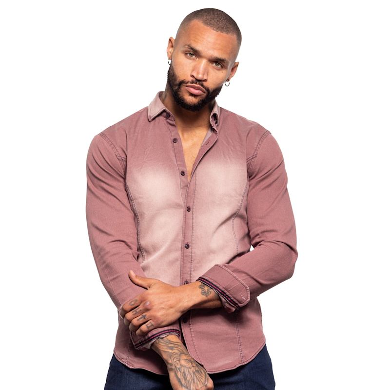 Thumbnail of Denim Stretch Button Down Shirt - Brick Red image