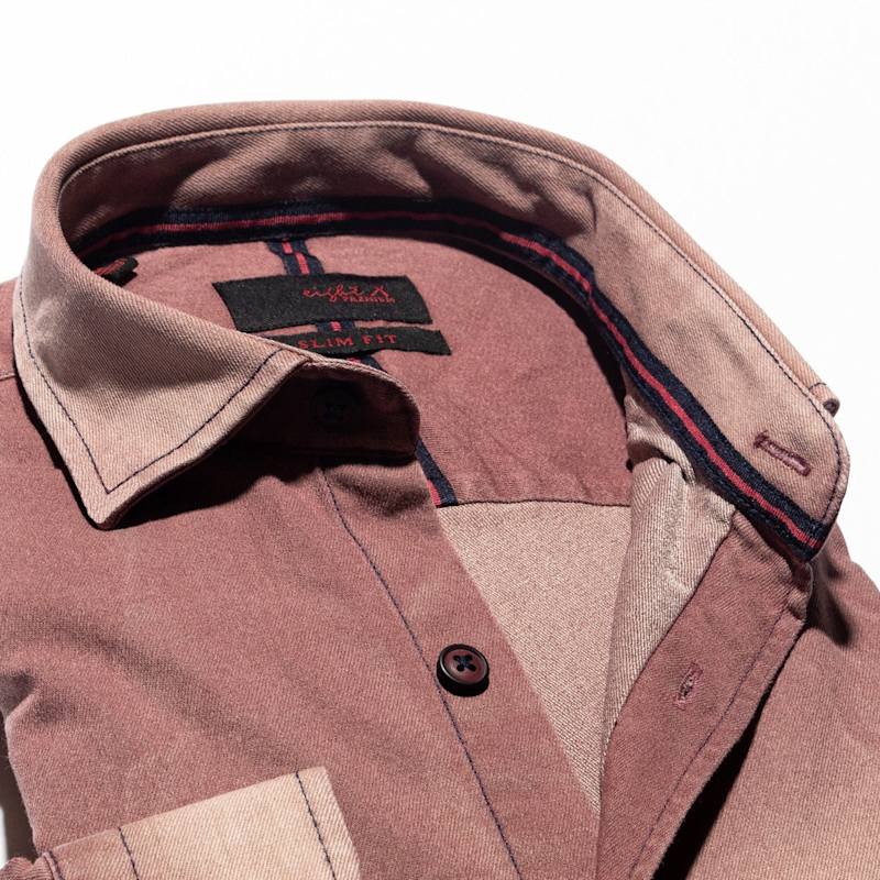 Thumbnail of Denim Stretch Button Down Shirt - Brick Red image
