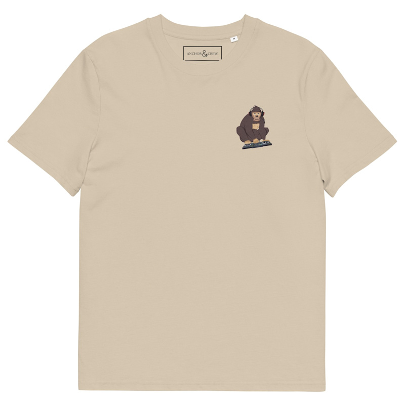 Thumbnail of Desert Dust D J Monkey Organic Cotton Embroidered T-Shirt - Women image