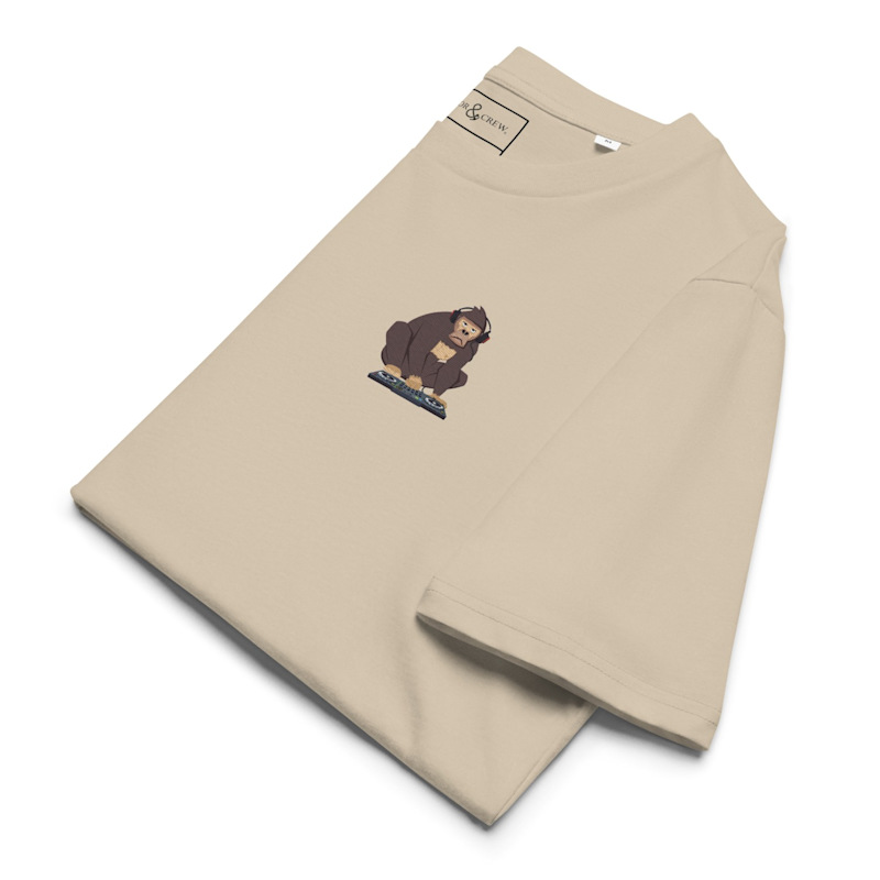 Thumbnail of Desert Dust D J Monkey Organic Cotton Embroidered T-Shirt - Women image