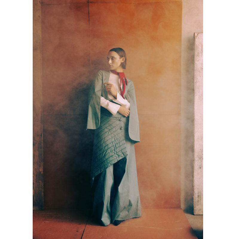 Thumbnail of Designer Blouse With Contrast Sleeves Turquoise image