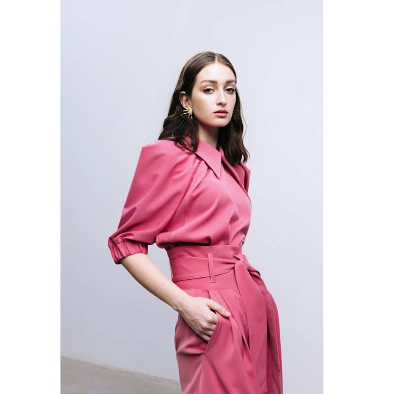 Thumbnail of Designer Puff Sleeve Blouse – Pink image