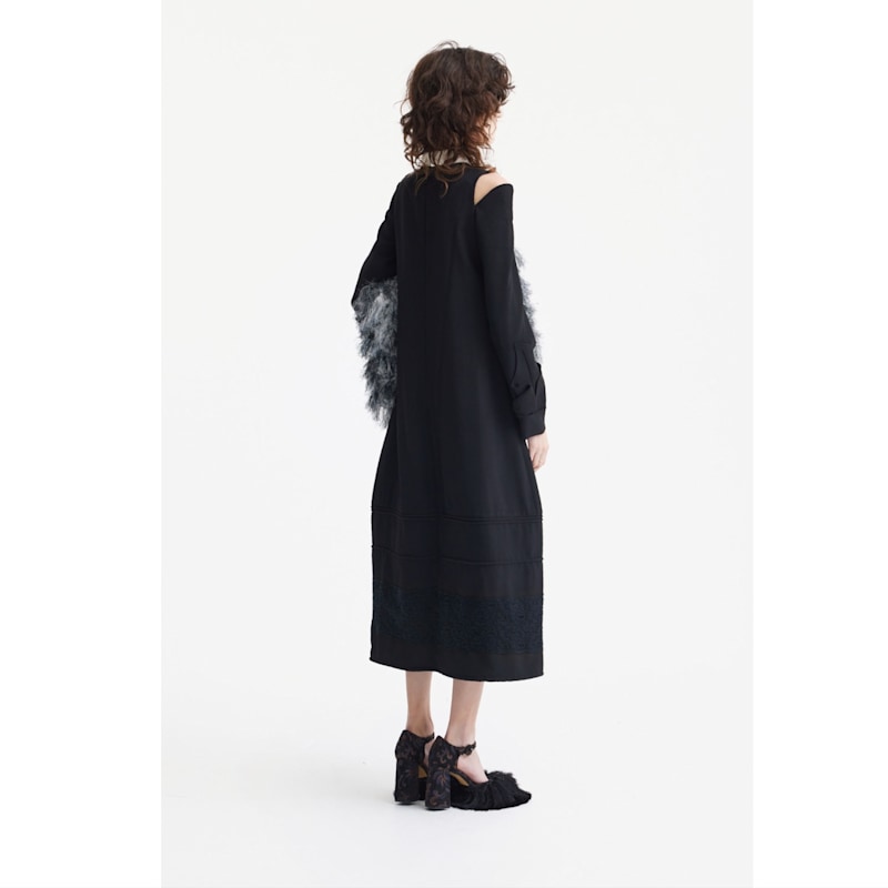 Designer Trapeze Dress With Unique Detailing Black by Julia Allert