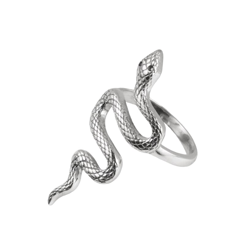 Detailed Snake Ring In Sterling Silver With Black Spinels | The Jewelry ...