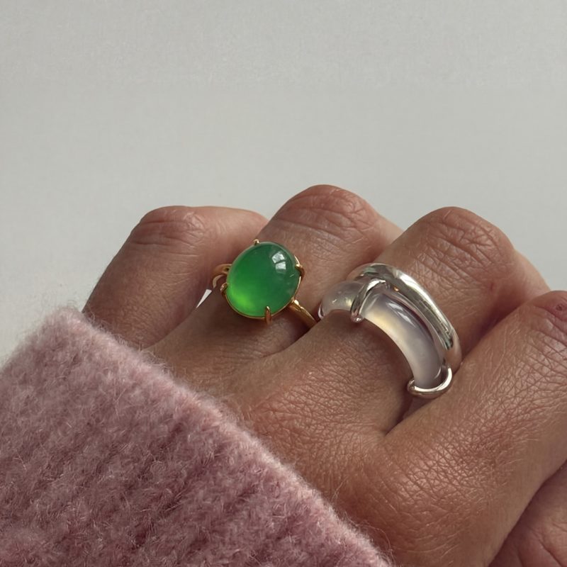 Thumbnail of Dew Green Jade Stone Ring image