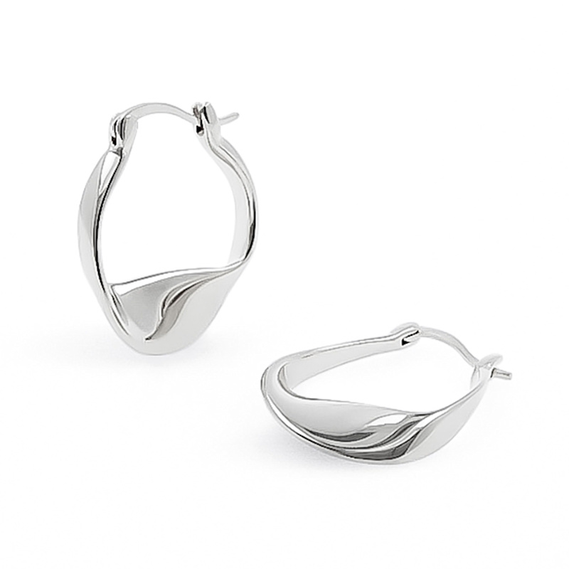 Thumbnail of Ocean Horizon Silver Hoop Earrings image