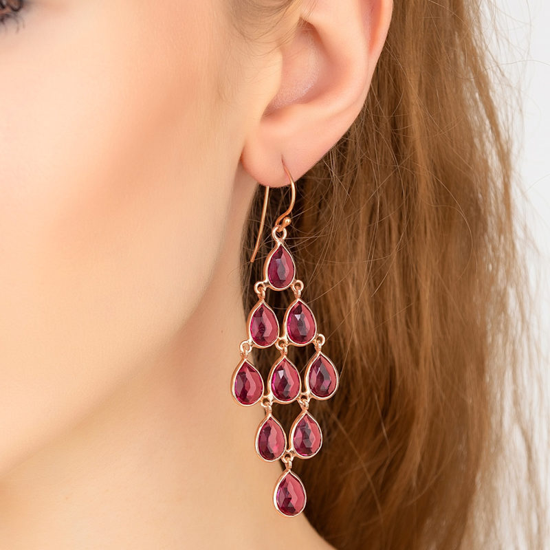 Thumbnail of Erviola Gemstone Cascade Earrings Rose Gold Pink Tourmaline image