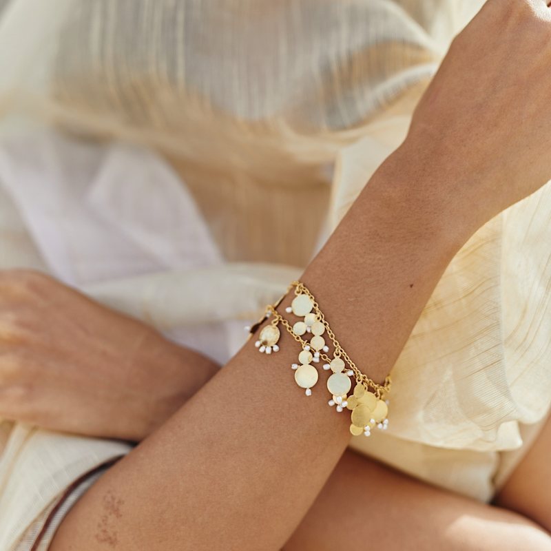 Thumbnail of Adjustable Gold Afefe Charm Bracelet With Freshwater Pearls image