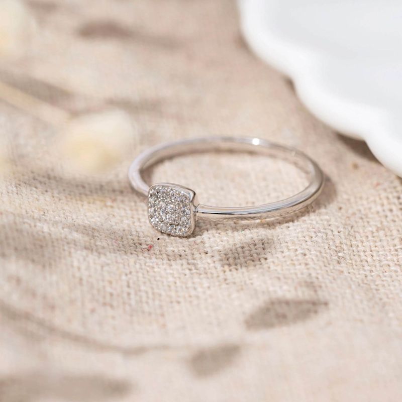 Thumbnail of Diamonbliss Square Shapre Pave Dainty Band Ring, Platinum image