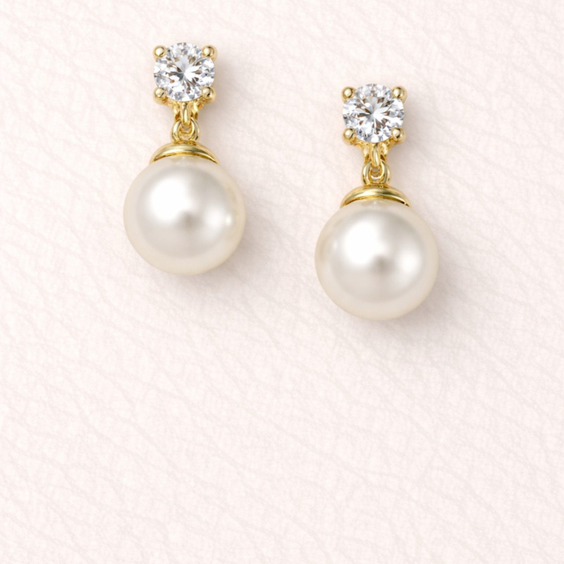 Thumbnail of Diamond And Pearl Drop Earrings image