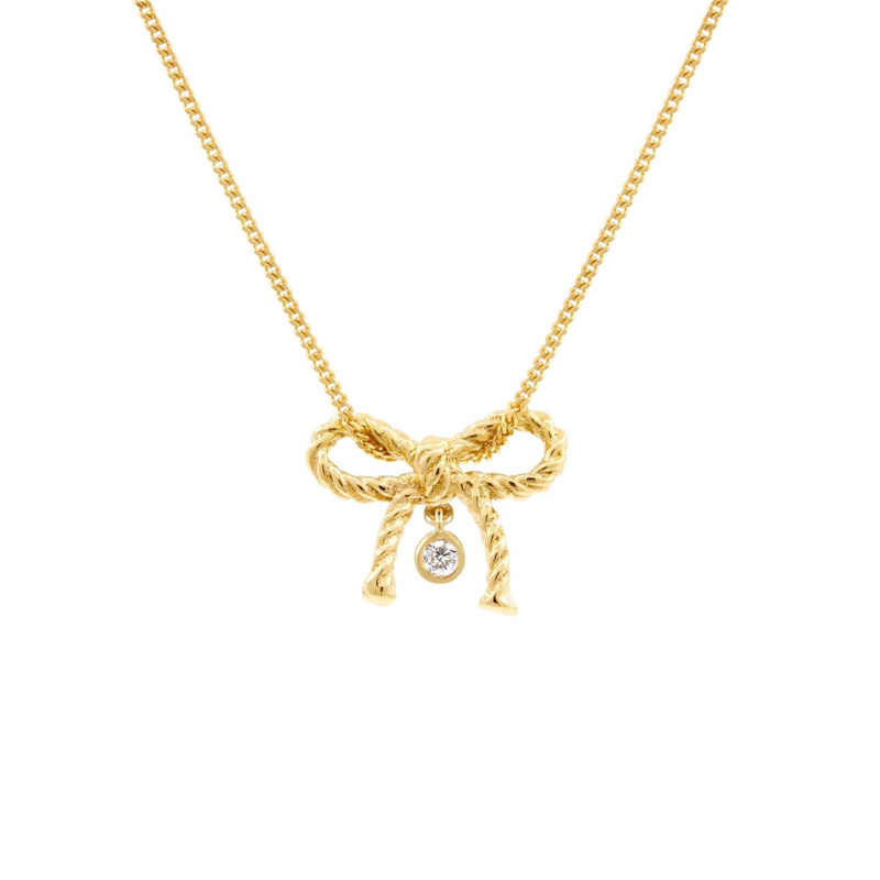 Diamond Bow Necklace Gold Lee Renee Wolf Badger