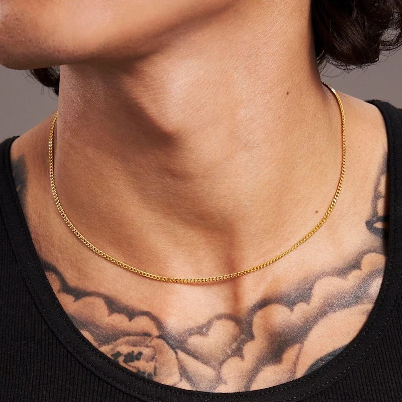 Thumbnail of Gold Diamond Cut Curb Chain Necklace image