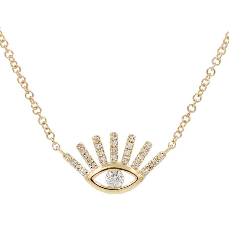 Thumbnail of Diamond Evil Eye Necklace With Lashes In Gold image